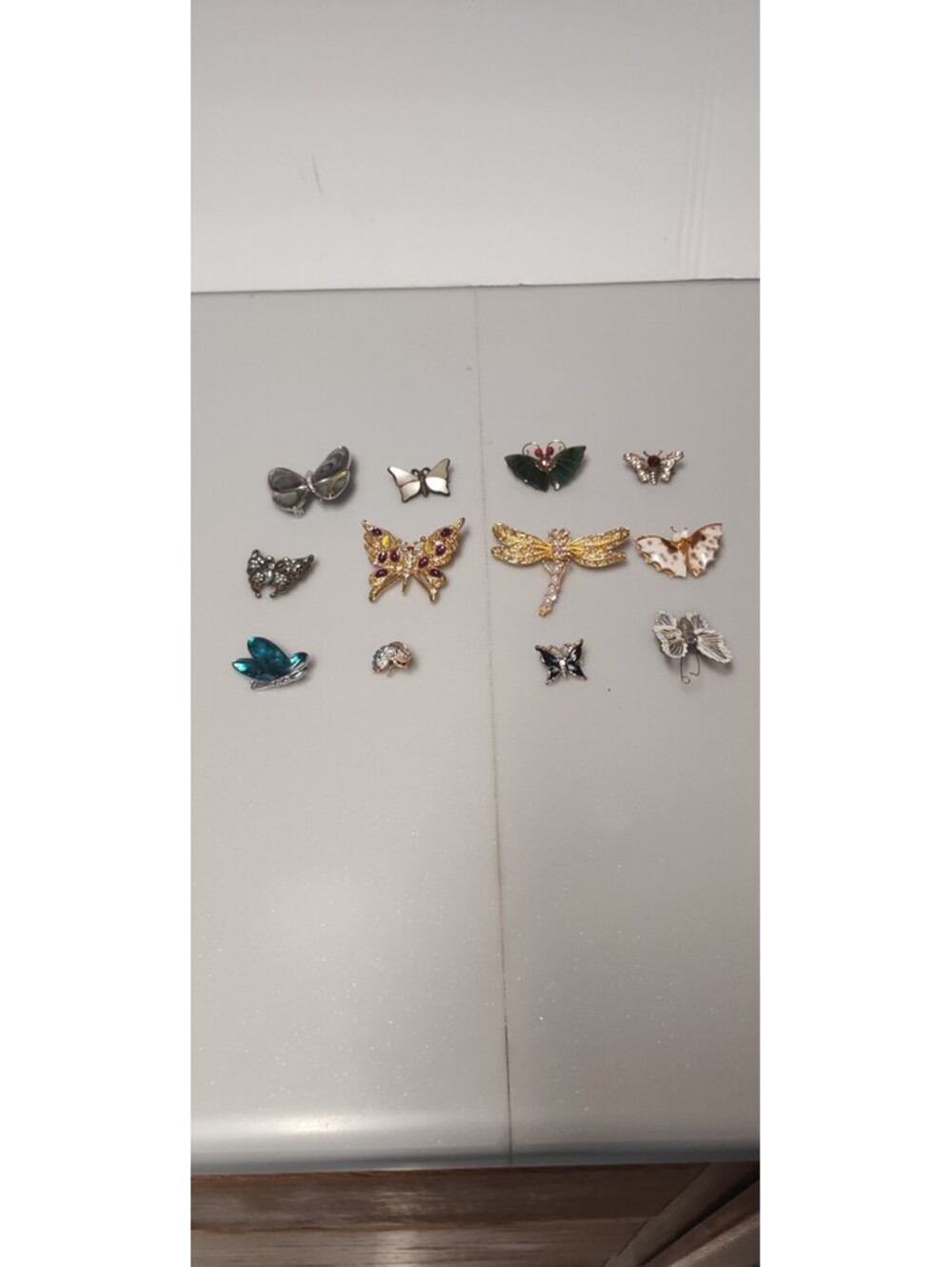 Vintage Estate Butterfly Dragonfly Brooch Tie Tack Lot 12 Rhinestone Shell Pins